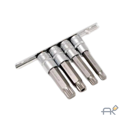 Набор головок-бит Spline 12-лучевых. 4 пр(М12.М14.М16 с отверстием. М18. L-100мм) 1/2. на планке (RF-40916L)